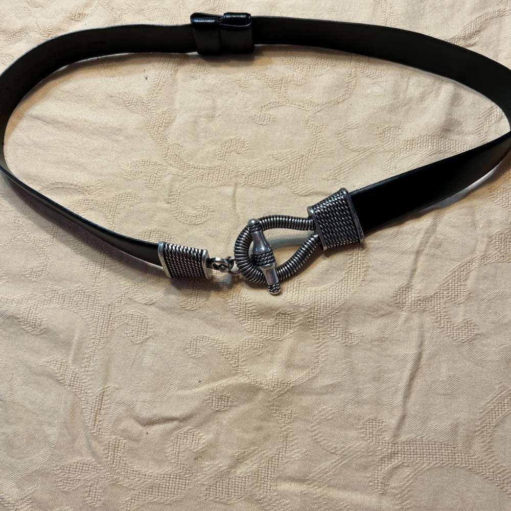 Sleek Black Belt with Silver Accents